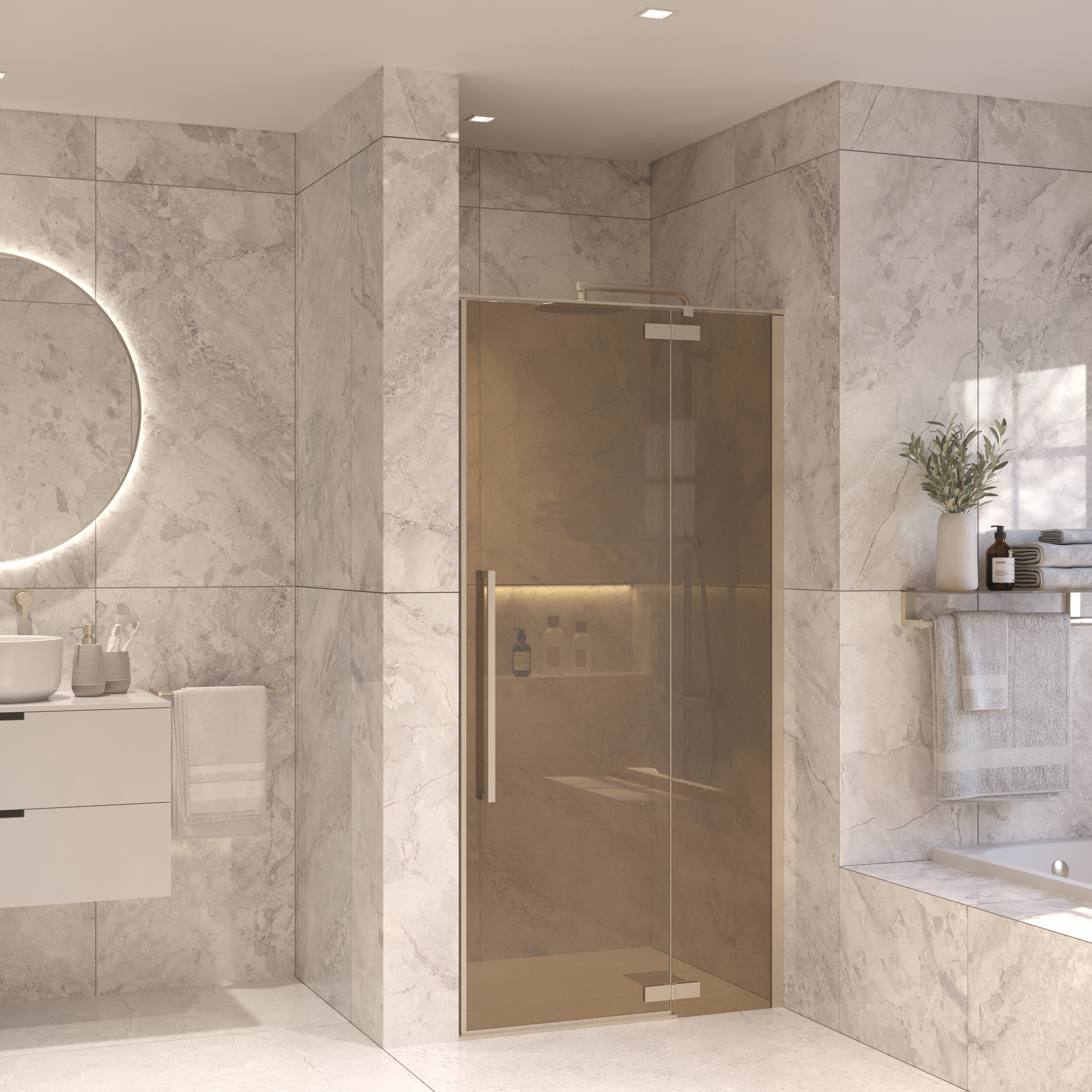 Sanivo Nisdeur Set  Vigo Champagne Glas 80x200 Chroom