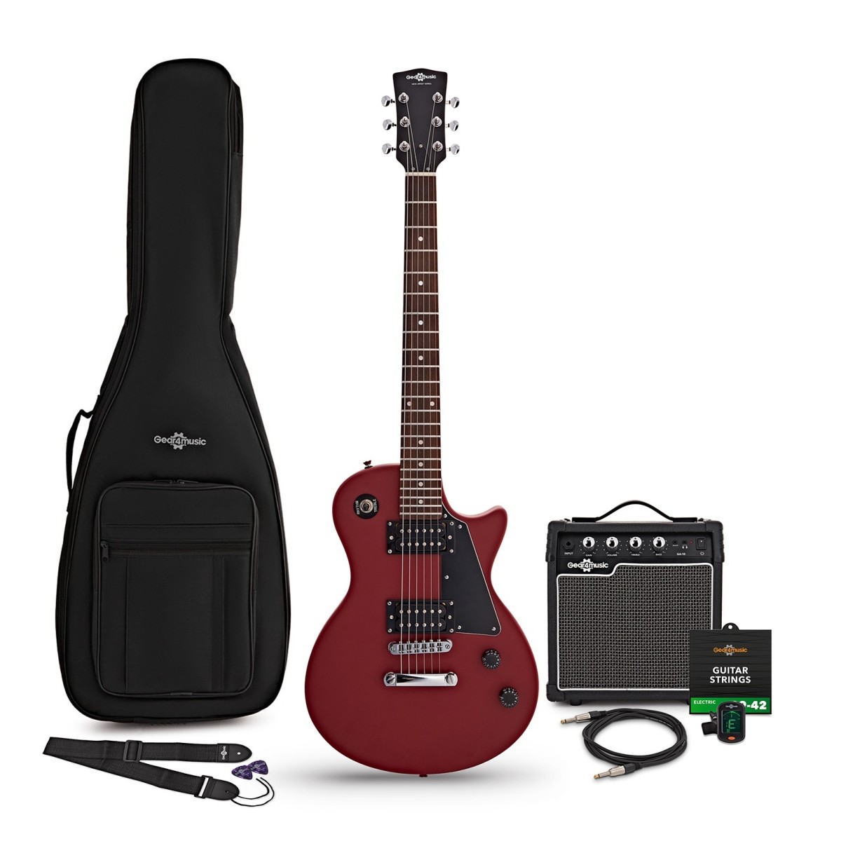 Gear4Music New Jersey Electric Guitar Red 10W Guitar Amp & Accessory Pack