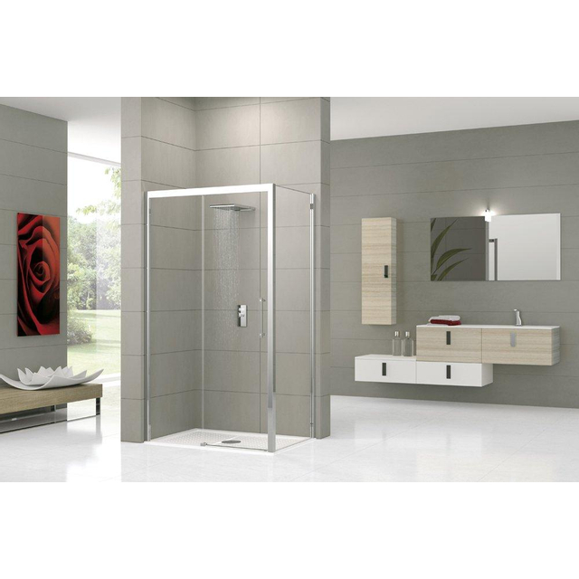 Novellini Rose 2P schuifdeur 176/182x200cm rechts mat-chroom profiel en helder glas rose2p176d-1b