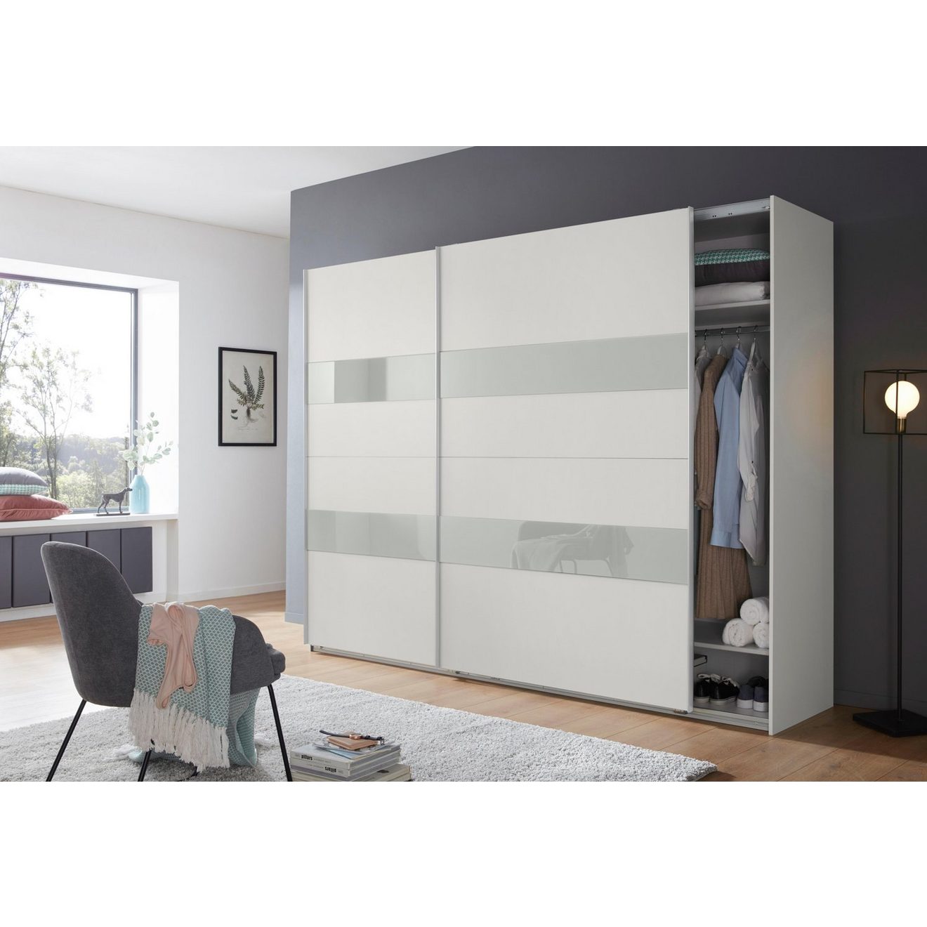 Wimex Zweefdeurkast Altona met glaselementen en extra planken