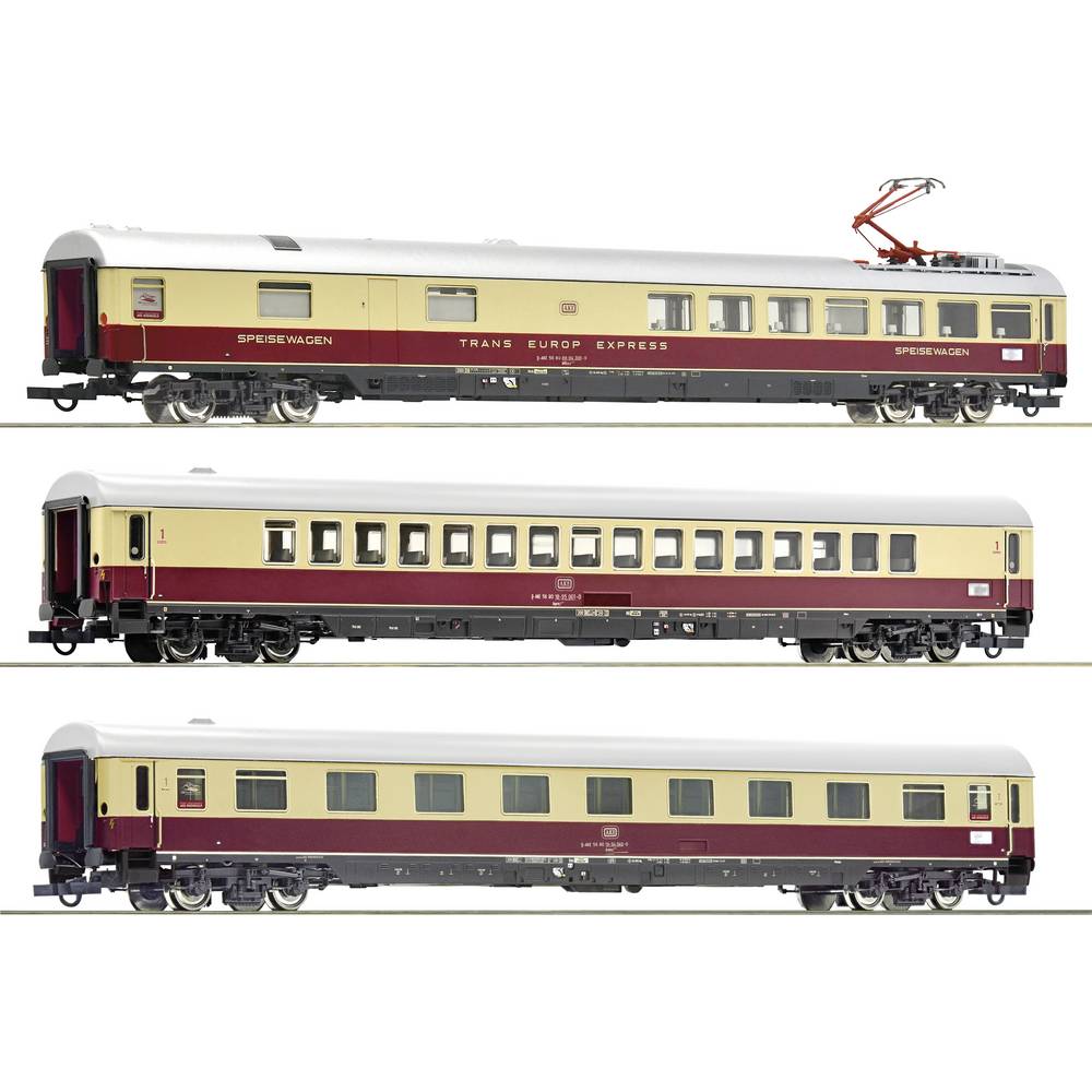Roco 6200121 H0 3-delige set 2 „Rheingold” van de AKE-spoorwegtoerisie Restauratiewagen, 1e klas rijtuig met grote ruimte, 1e klas coupérijtuig
