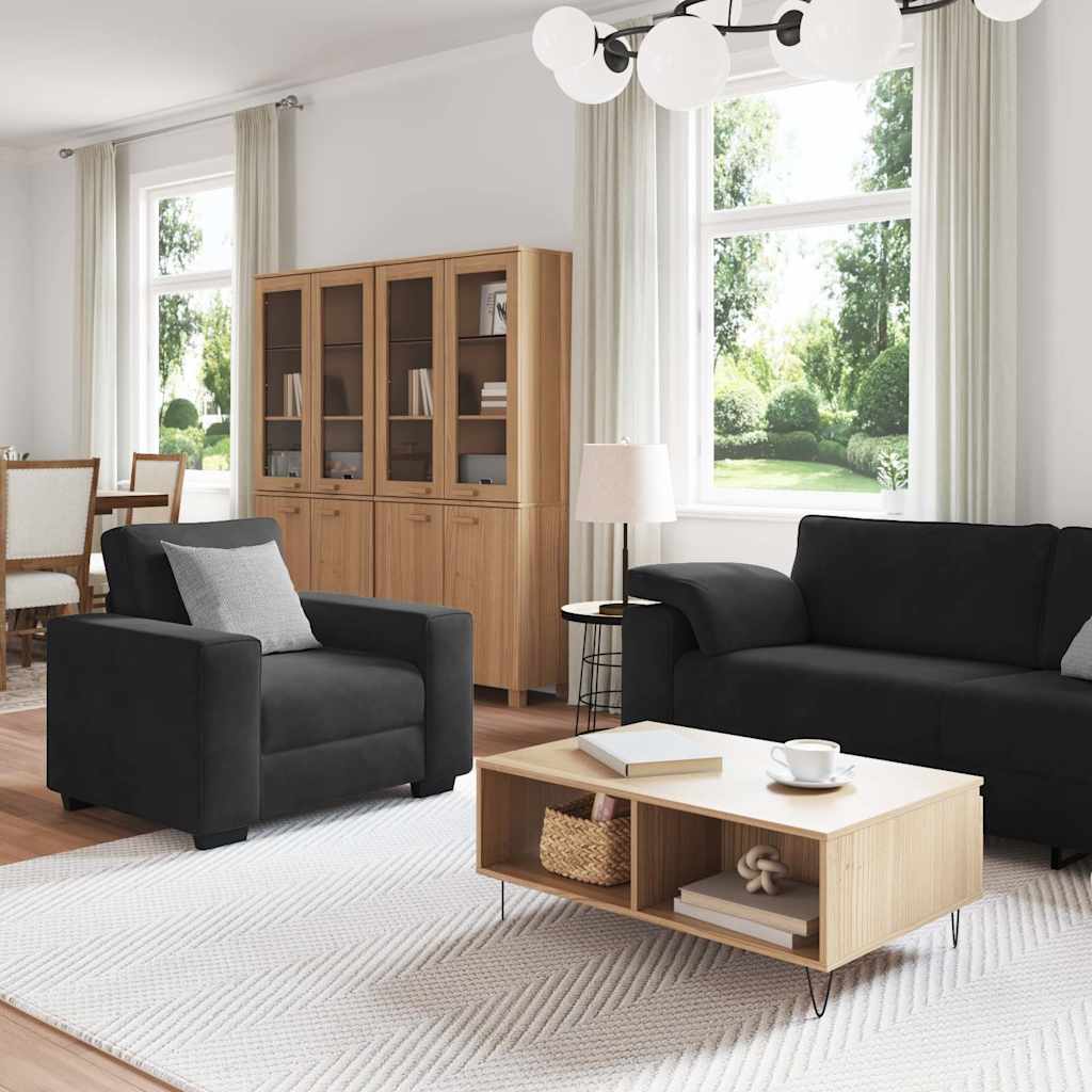 vidaXL 3-delige Loungeset met kussens fluweel zwart