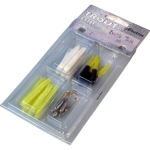 Trout Style Beetle Tube Set - 20-delige  forel kunstaas set met soft tubes en jigheads