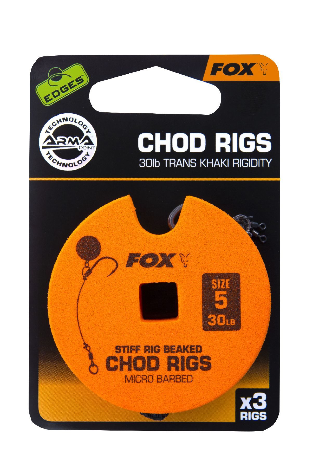 FOX Edges Arma Point Stiff Rig Beaked Chod Rigs - Standaard - 30lb - Haakmaat 5
