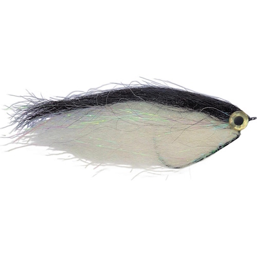 Weedless Pike Fly - weedless streamer met offsethaak 5/0 voor roofvissen Black & White