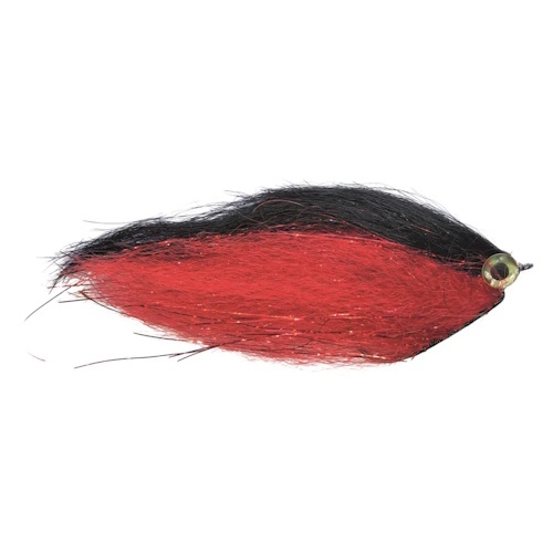 Weedless Pike Fly - weedless streamer met offsethaak 5/0 voor roofvissen Red & Black