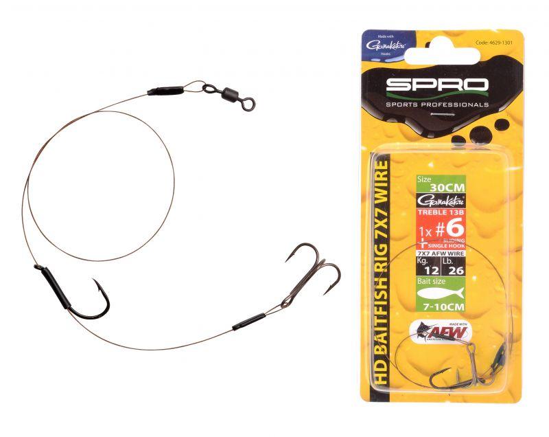 Spro HD Baitfish Rig - 30cm - 1x Treble H6 + 1SH - 12kg