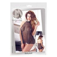 Mandy Mystery Line - Doorschijnende babydoll met halter - Zwart