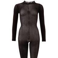 Cotelli Collection Zwarte Catsuit met een kraagje
