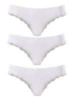 Lascana Brazilian slip van elastische katoen met delicate kant (3 stuks)