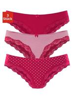 Lascana Brasil-slip met fijne kant (3 stuks)