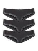 Lascana Slip van elastische katoen met delicate kant (3 stuks)