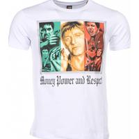 Mascherano T-shirt - Scarface Money Power Respect Print - Wit