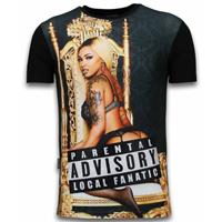 Local Fanatic Parental Advisory LF - Digital Rhinestone T-shirt - Zwart