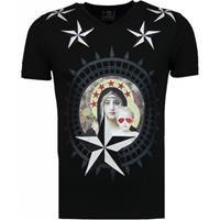 Local Fanatic Holy Mary - Rhinestone T-shirt - Zwart