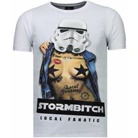 Local Fanatic Stormbitch - Rhinestone T-shirt - Wit