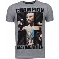 Local Fanatic Mayweather - Rhinestone T-shirt - Grijs