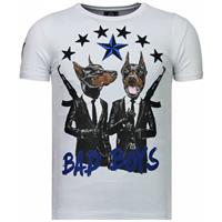 Local Fanatic Bad Boys Pinscher - Rhinestone T-shirt - Wit