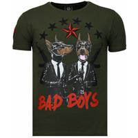 Local Fanatic Bad Boys Pinscher - Rhinestone T-shirt - Groen