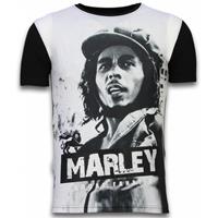 Local Fanatic Bob marley black and white digital rhinestone t-shirt