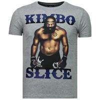 Local Fanatic Kimbo Slice - Rhinestone T-shirt - Grijs