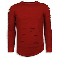 3D Stamp PARIS Trui - Damaged Sweater - Rood