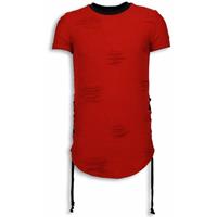 Justing Destroyed look t-shirt ribbon long fit sweater