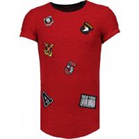 John H Exclusief Military Patches - T-Shirt - Bordeaux