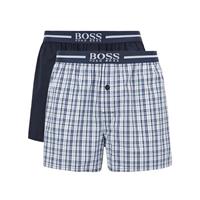 BOSS Boxershorts, 2er-Pack, Eingriff, Logo-Bund, Baumwolle, blau