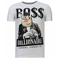Local Fanatic Billionaire Boss - Rhinestone T-shirt - Wit
