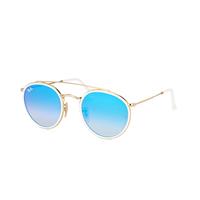 Ray Ban Sonnenbrille "ROUND DOUBLE BRIDGE 3647-N", Piloten-Stil, weiß-gold, 3647N 001/4O 51