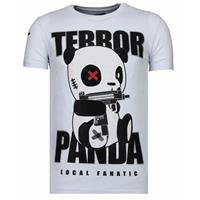 Local Fanatic Terror Panda - Rhinestone T-shirt - Wit