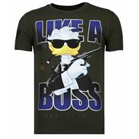 Local Fanatic Like A Boss - Rhinestone T-shirt - Khaki