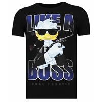 Local Fanatic Like A Boss - Rhinestone T-shirt - Zwart