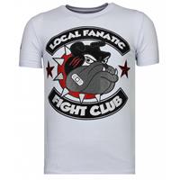 Local Fanatic Fight Club Spike - Rhinestone T-shirt - Wit