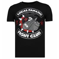 Local Fanatic Fight Club Spike - Rhinestone T-shirt - Zwart