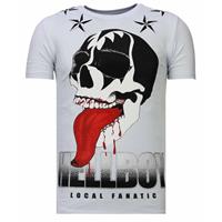 Local Fanatic Hellboy - Rhinestone T-shirt - Wit