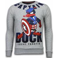 Local Fanatic Captain Duck - Rhinestone Sweater - Grijs