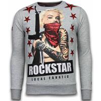 Local Fanatic Marilyn Rockstar - Rhinestone Sweater - Grijs