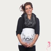 opentopzwanger Op en Top Zwanger Zwangerschaps Buikband Wow Mom Wit/Zilver