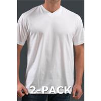 Schiesser 2-pack heren American T-Shirts v-hals - Wijde heren ondershirts - Stevige katoenen kwaliteit - 100% katoen wit