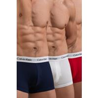 Calvin Klein 3-pack boxershorts trunk low rise wit/blauw/rood