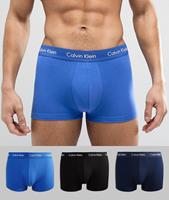 Calvin Klein 3-pack Low Rise Trunk Boxershorts Zwart / Blauw / Blauw - 4KU