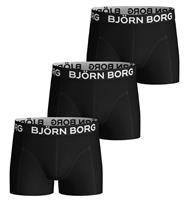Björn Borg Jongens 3-Pack Solid Boxershorts Zwart