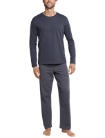 Schiesser heren pyjama Katoen - 159633 - Grijs - 100% katoenen basic mannen pyjama - Donkergrijs