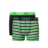 Puma Jongens 2-pack Printed Stripe Boxershorts Zwart / Groen