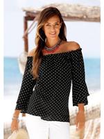 Lascana Blouse met carmenhals met stippenprint, damesblouse, off-the-shoulder, casual