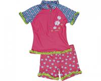 Playshoes tweedelige zwemsuit Bloemen Roze