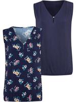 Vivance Tanktop (2er-Pack) mit goldenem Knopfdetail am Ausschnitt