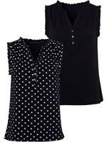 LASCANA Tanktop (2er-Pack) mit Rüschendetails und Knöpfen in Hornoptik